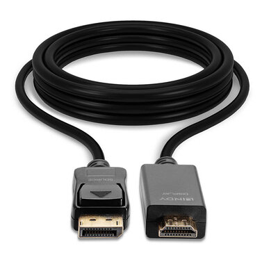 Kábel DisplayPort na HDMI M/M 5m, jednosmerný, 3840x2160@30Hz, čierny, pozl. konektor