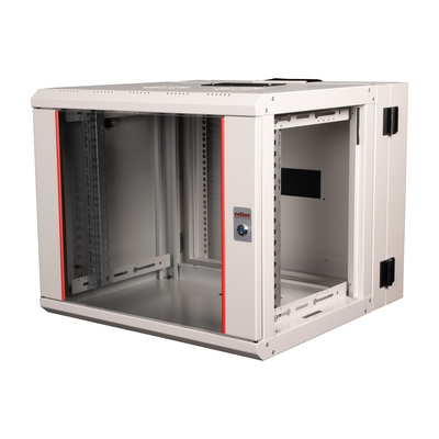 19" Rack na stenu 9U, sivý, 505x600x600mm (HxWxD), RAL7035, PRO, otočný (2-dielny)