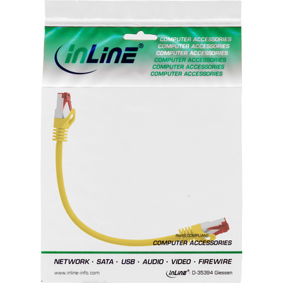 S/FTP (PiMF) Patchkábel LSOH 0.25m cat.6, žltý, Cu