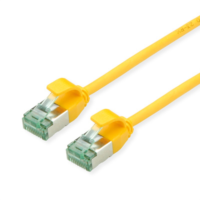 U/FTP Patchkábel TPE 1m cat.6a, žltý, slim, Cu, Flex Cable, Roline Recycled Material
