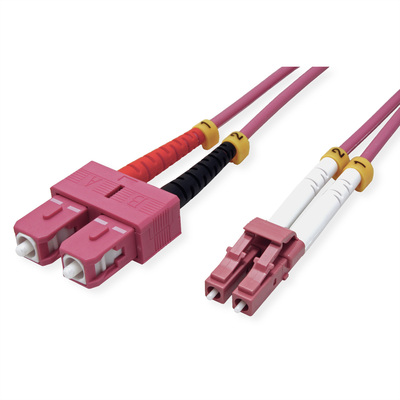 Fiber kábel LC-SC, 5m Duplex OM4(50/125µm), LSOH, 2.8mm, fialový