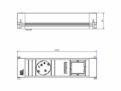 Power Frame 1xSCHUKO zásuvka 230V, 1xCustom, nabíjačka (2xUSB A), 0.2m kábel 1.5mm², GST18