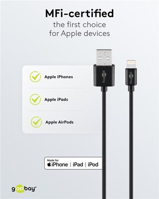 Kábel USB "Lightning" pre Apple, 0.5m, High Speed, čierny