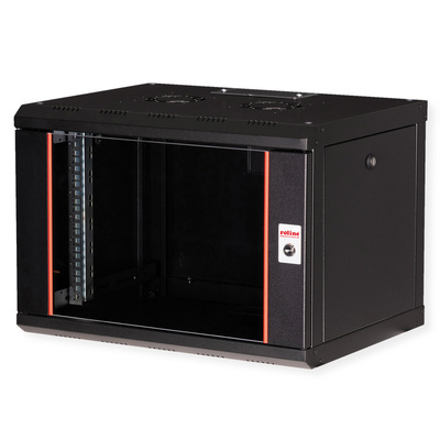 19" Rack na stenu 7U, čierny, 418x600x450mm (HxWxD), RAL9005, PRO, odnímateľné bočnice