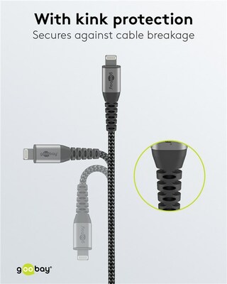 Kábel USB "Lightning" pre Apple, 1m, High Speed, čierny/sivý