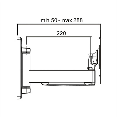 Držiak pre monitor / TV 10-40" na stenu, max 25kg, rameno 220mm, VESA 75/100/200, čierny