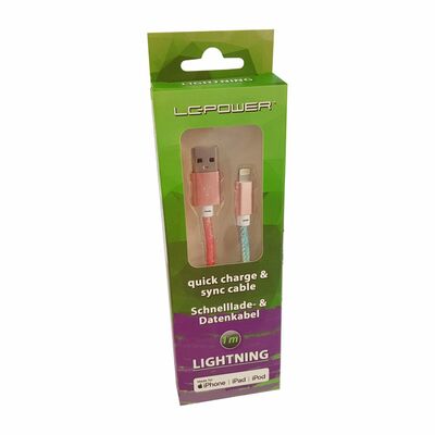 Kábel USB "Lightning" pre Apple, 1m, High Speed, Rainbow glitter, farebný jemne trblietavý