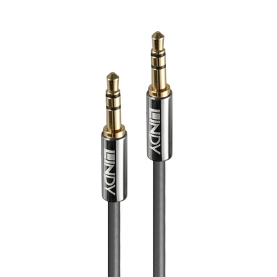 Kábel 3,5mm stereo jack M/M 0.5m, sivý, pozl. konektor, Slim, Cromo Line