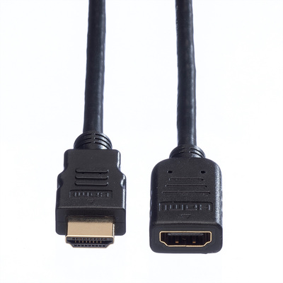 Kábel HDMI M/F 2m, High Speed+Eth, 4K@30Hz, HDMI 1.4, pozl. konektor, čierny, predlžovací