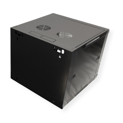 19" Rack na stenu 6U, čierny, 368x570x450mm (HxWxD), odnímateľné bočnice