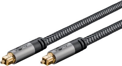 Kábel Toslink audio optický SPDIF prepojovací M/M 10m, ø6.5mm, pozl. konektor, čierny/sivý