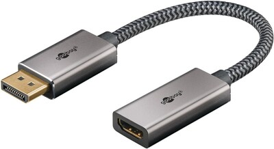 Konvertor DisplayPort na HDMI M/F, 8K@60Hz (DP 1.2, HDMI 2.1), 10cm, čierny/sivý