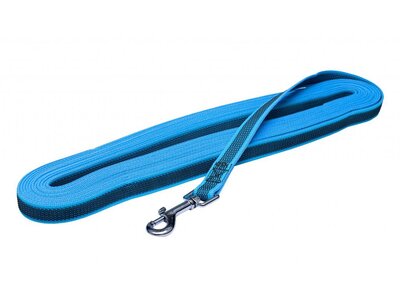 Vodítko stopovacie bez uška pogumované, 15mm/10m, chrómová karabína, červené