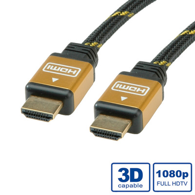 Kábel HDMI M/M 15m, High Speed+Eth, 4K@30Hz, HDMI 1.4, pozl. konektor, čierny/zlatý, Gold