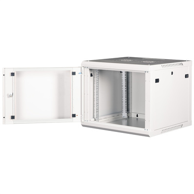 19" Rack na stenu 9U, sivý, 512x600x600mm (HxWxD), odnímateľné bočnice