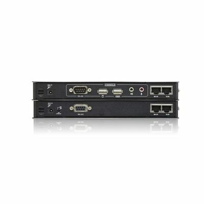 Predĺženie KVM cez 2xTP do 60m, DVI-D, USB, RS-232, Audio (3,5mm jack), DUAL VIEW