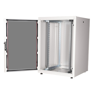 19" Rack na podlahu 22U, 1125x800x800mm (HxWxD), BASIC, sklenené dvere, sivý