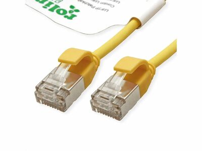 U/FTP Patchkábel LSOH TPE 1m cat.6a, žltý, slim, Cu, Flex Cable, Roline Green, Eco obal
