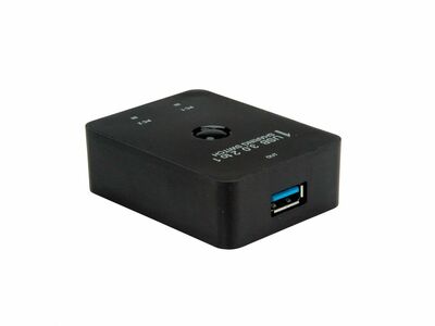 Prepínač USB 3.2 Gen 1, 2PC/1 zariadenie, manuálny, prepínanie tlačidlom, čierny