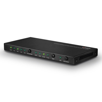 Video selektor/switch HDMI 4IN/1OUT prepínanie cez IR+ tlačidl. s audio extraktorom, RS232, 18G