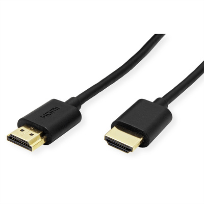 Kábel HDMI M/M 1.5m, High Speed+Eth, 4K@60Hz, HDMI 2.0, 18G, pozl. konektor, čierny, Slim