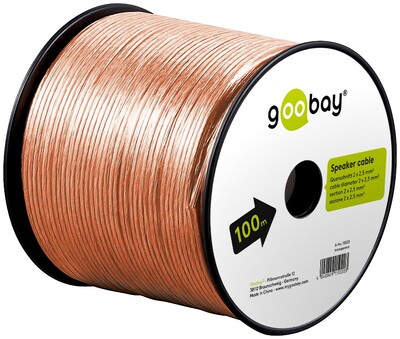 Reproduktorový kábel audio 2x2.5mm², 100m, pomedený, transparentný