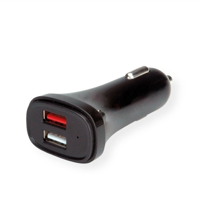 Nabíjačka USB do auta 2port, 2xUSB A, 3A, 18W, Quick Charge 3.0, čierna