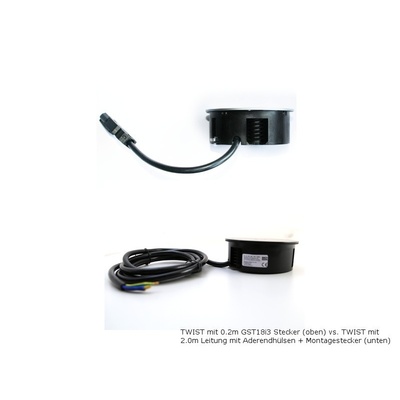 TWIST 1xUTE 2x USB A nabíjačka 3.15A, 2m prívodný kábel 230V + vidlica CEE7/7, nerez