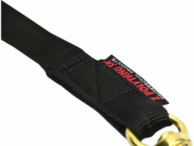 Vodítko stopovacie BLACK s uškom, 25mm/10m, mosadzná karabína, duté, polyester, čierne