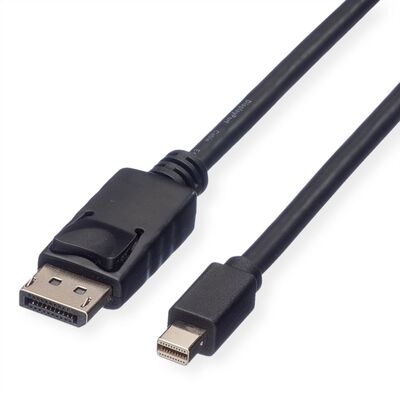 Kábel DisplayPort mini/DP M/M 1.5m, 2K@60Hz, DP v1.1, 10.8Gbit/s, čierny