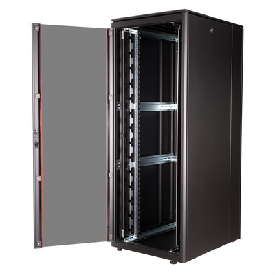 19" Rack na podlahu 42U, 2053x800x1000mm (HxWxD), PRO, sklenené dvere, čierny