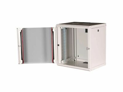 19" Rack na stenu 12U, sivý, 505x600x450 mm (HxWxD), RAL 7035, PRO, odnímateľné bočnice