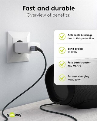 Kábel USB 2.0 CM/CM Typ C 2m, High Speed, Power Delivery 60w 20V3A, čierny/sivý