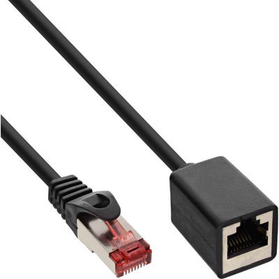 S/FTP (PiMF) Patchkábel LSOH 0.5m cat.6, čierny, Cu, predlžovací M/F