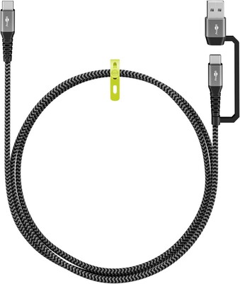Kábel USB 2.0 Typ C CM/CM + Redukcia na USB A, 3m, High Speed, PD 60w 20V3A, čierny