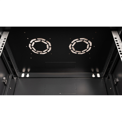 19" Rack na stenu 18U, čierny, 912x600x450 mm (HxWxD), odnímateľné bočnice