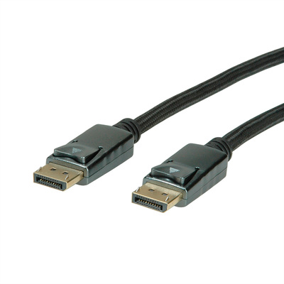 Kábel DisplayPort M/M 2m, 4K@60Hz, DP v1.2, 21.6Gbit/s, čierny, kovové konektor