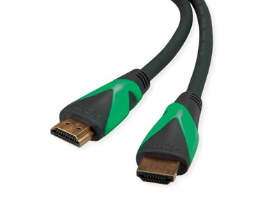 Kábel HDMI M/M 2m, Ultra High Speed+Eth, 8K@60Hz, HDMI 2.1, pozl. kon., čierny, cert., Roline Green