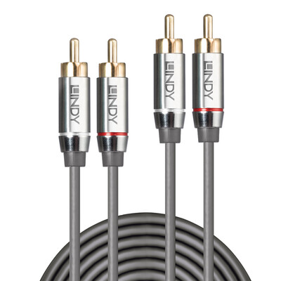 Kábel Cinch 2x audio M/M 3m, sivý, pozl. konektor, Slim, Cromo Line