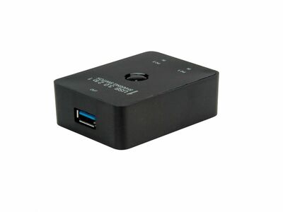 Prepínač USB 3.2 Gen 1, 2PC/1 zariadenie, manuálny, prepínanie tlačidlom, čierny