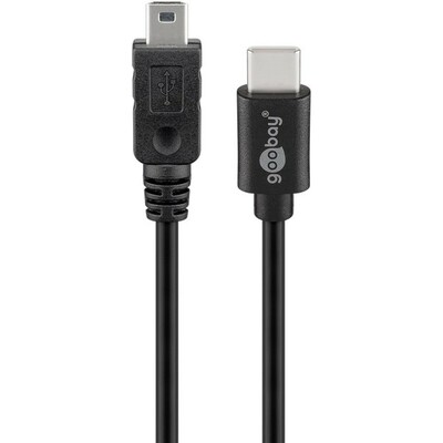 Kábel USB 3.1 Typ C CM/MINI-B(2.0) 0.5m, High Speed, čierny