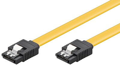 Kábel SATA III M/M 0.70m, clip, 6 Gbit/s, žltý