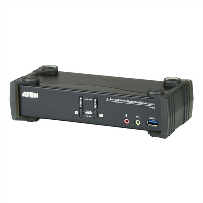 KVM switch/prepínač 2PC, DisplayPort 1.2 (4K@60Hz), USB 3.1 Gen 1, USB hub, Audio, čierny