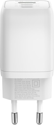 Nabíjačka USB 230V 3port, 1xUSB A, 2xUSB Typ C, 65W, Power Delivery, GaN, biela