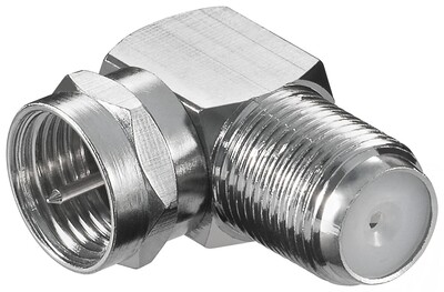 Adaptér F-konektor M/F, Zn, zahnutý 90°, 10ks/bal