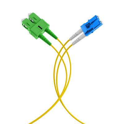 Fiber kábel LC-SC/APC, 3m Duplex OS2(9/125µm), LSOH, 2mm, žltý