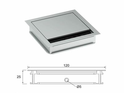 LOOP SQUARE Káblová prechodka, 120x120mm, sivá