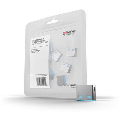 USB Port Blocker bez kľúča, 10x zámok USB-A, modrý