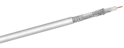 Kábel koax. návin 100m, RG59/U, 75 Ohm, 4x tienený, 120 dB, 7mm, CCS, biely