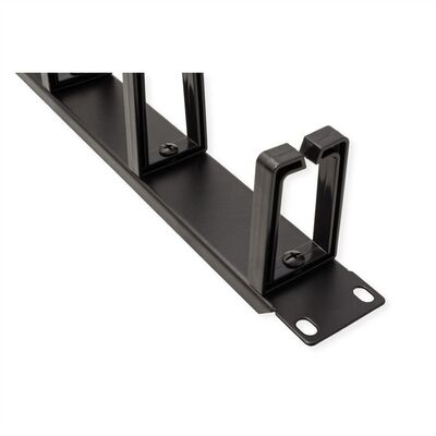 19" Panel vyväzovací, organizér, 5x oko (Typ C, plast), 1U, oceľ, čierny